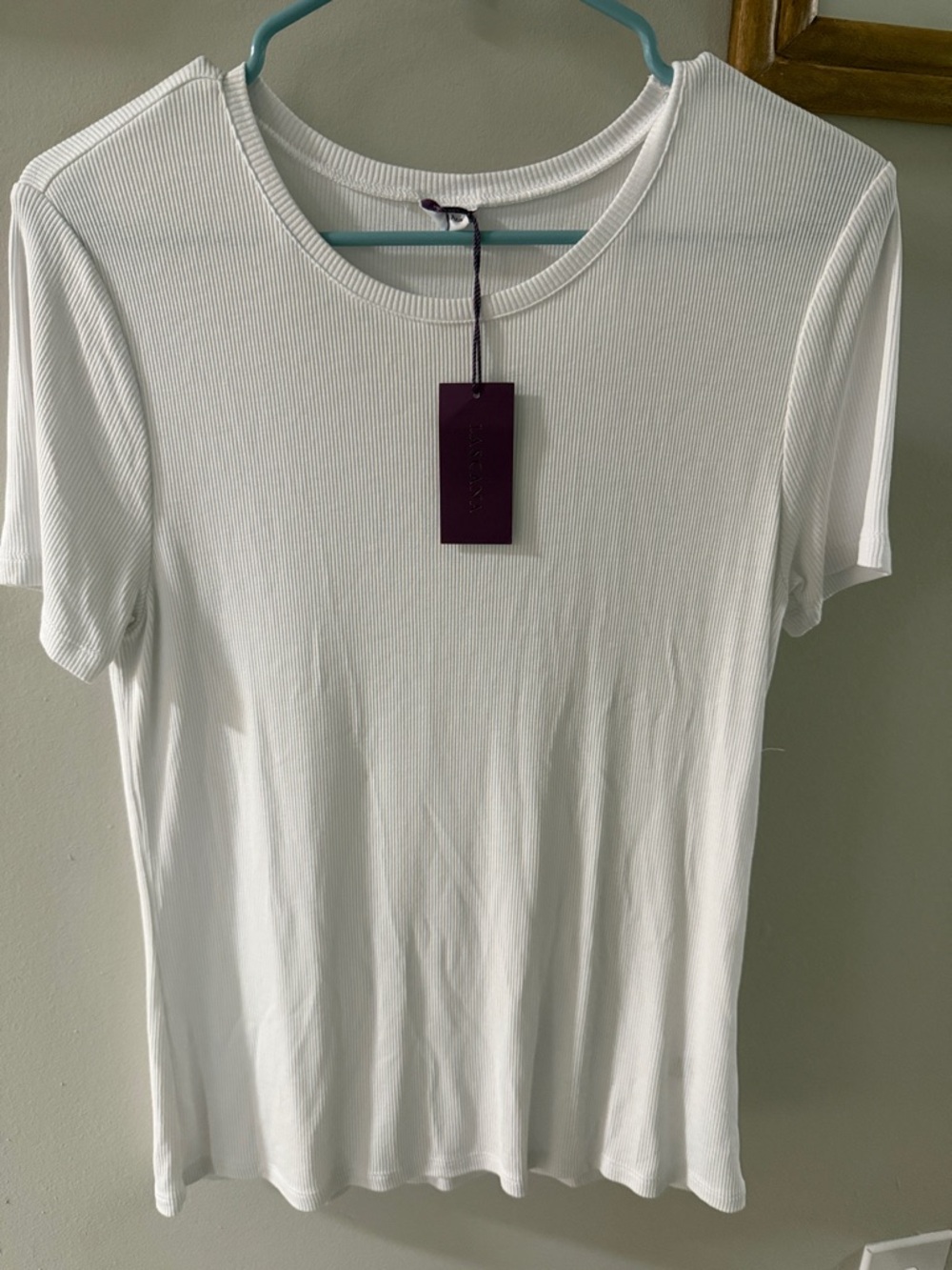 Lascana White Ribbed Short Sleeve Crew Tee
